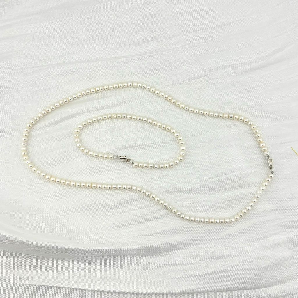 Set Bộ Trang Sức Ngọc Trai Tròn Tí Hon Mini Nhỏ Xinh Tự Nhiên 3-4mm MADAME HIEN PEARLS SCT010