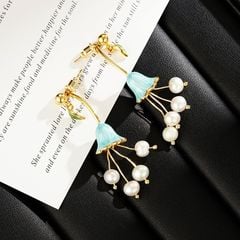 Bông Tai Ngọc Trai Dáng Hoa Lan Chuông Lily of The Valley Sắc Màu Lạ Mắt MADAME HIEN PEARLS Cho Nữ BTT108