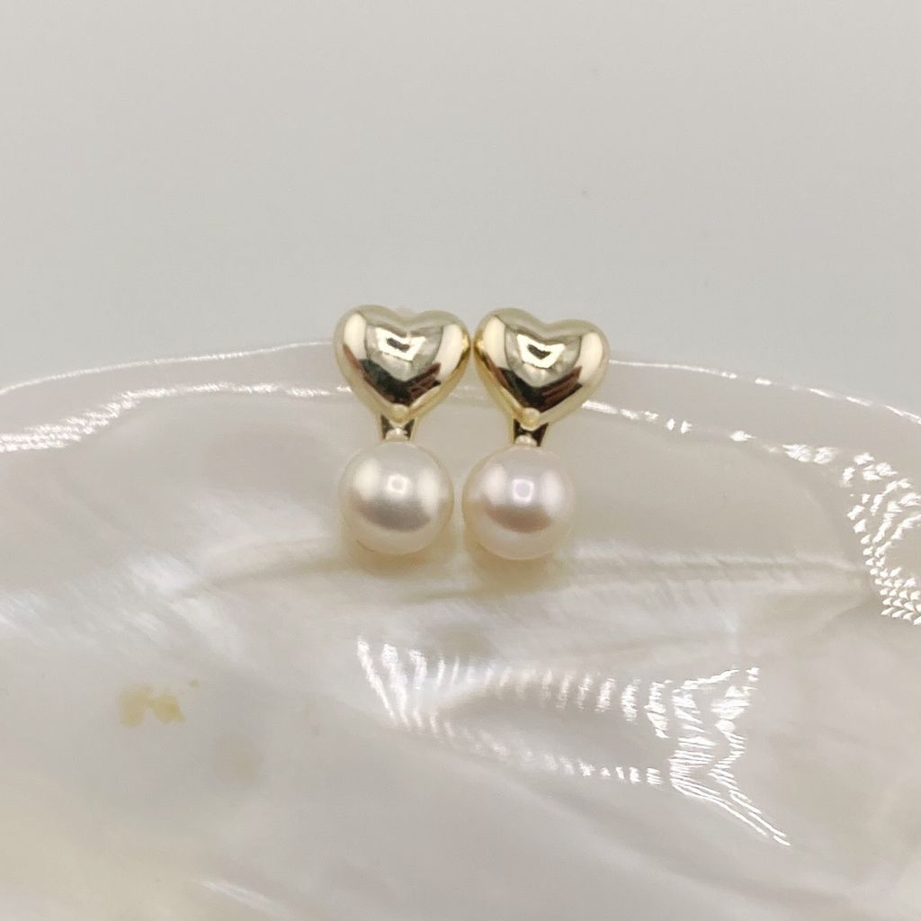 Bông Tai Ngọc Trai Tự Nhiên Khung Hình Trái Tim Tình Yêu Đáng Yêu Cho Nữ BTN046