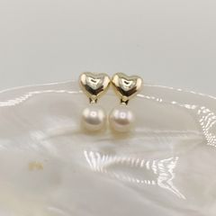 Bông Tai Ngọc Trai Tự Nhiên Khung Hình Trái Tim Tình Yêu Đáng Yêu Cho Nữ BTN046