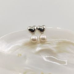 Bông Tai Ngọc Trai Tự Nhiên Khung Hình Trái Tim Tình Yêu Đáng Yêu Cho Nữ BTN046