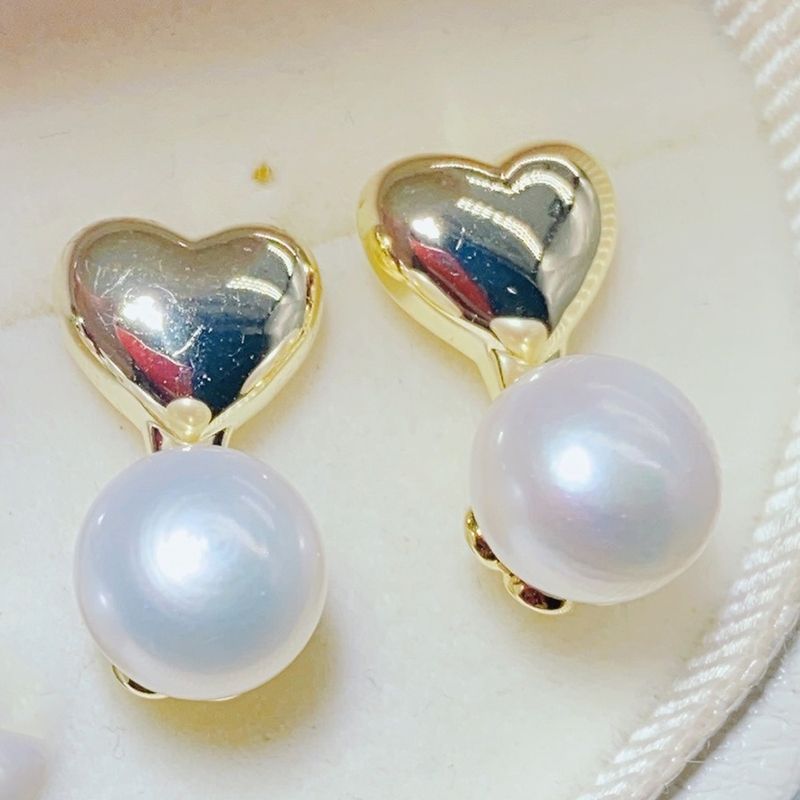 Bông Tai Ngọc Trai Tự Nhiên Khung Hình Trái Tim Tình Yêu Đáng Yêu Cho Nữ BTN046