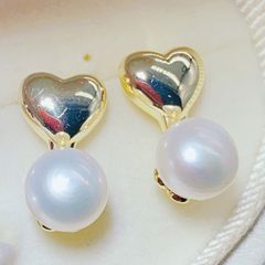 Bông Tai Ngọc Trai Tự Nhiên Khung Hình Trái Tim Tình Yêu Đáng Yêu Cho Nữ BTN046