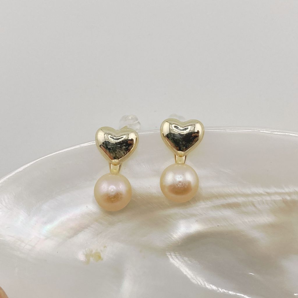 Bông Tai Ngọc Trai Tự Nhiên Khung Hình Trái Tim Tình Yêu Đáng Yêu Cho Nữ BTN046