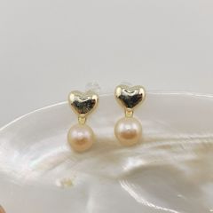 Bông Tai Ngọc Trai Tự Nhiên Khung Hình Trái Tim Tình Yêu Đáng Yêu Cho Nữ BTN046