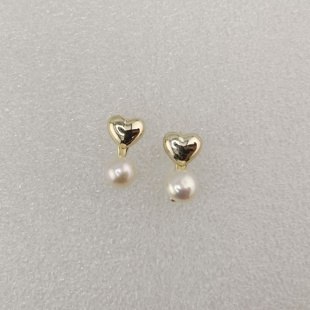 Bông Tai Ngọc Trai Tự Nhiên Khung Hình Trái Tim Tình Yêu Đáng Yêu Cho Nữ BTN046