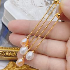 Bông Tai Ngọc Trai Tự Nhiên Tua Rua So Le Đính 2 Hạt Ngọc Trai Giọt Nước MADAME HIEN PEARLS Cho Nữ BTG131
