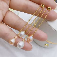 Bông Tai Ngọc Trai Tự Nhiên Tua Rua So Le Đính 2 Hạt Ngọc Trai Giọt Nước MADAME HIEN PEARLS Cho Nữ BTG131