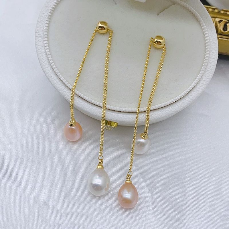 Bông Tai Ngọc Trai Tự Nhiên Tua Rua So Le Đính 2 Hạt Ngọc Trai Giọt Nước MADAME HIEN PEARLS Cho Nữ BTG131