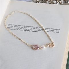 Vòng Tay Ngọc Trai Baroque Tự Nhiên Phối Chuỗi Hạt Kê Khoá OT 2 Kiểu Đeo Vòng Cổ Hoặc Vòng Tay MADAME HIEN PEARLS Unisex Nam Nữ VTB084