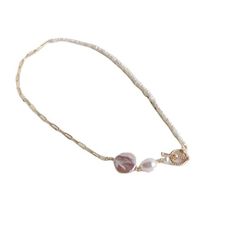 Vòng Tay Ngọc Trai Baroque Tự Nhiên Phối Chuỗi Hạt Kê Khoá OT 2 Kiểu Đeo Vòng Cổ Hoặc Vòng Tay MADAME HIEN PEARLS Unisex Nam Nữ VTB084