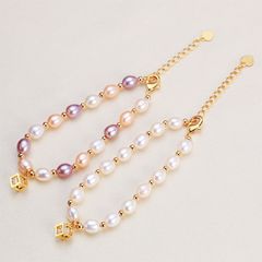 Vòng Tay Ngọc Trai Tự Nhiên Mặt Hình Khối Lập Phương Lồng Viên Đá Zircon MADAME HIEN PEARLS Cho Nữ VTG039M