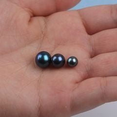 Hạt Ngọc Trai Đen Tròn Màu Tahiti 8-10mm Bóng Đẹp AAA Làm Phụ Kiện Trang Sức MADAME HIEN PEARLS HT015