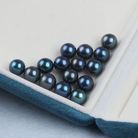 Hạt Ngọc Trai Đen Tròn Màu Tahiti 8-10mm Bóng Đẹp AAA Làm Phụ Kiện Trang Sức MADAME HIEN PEARLS HT015