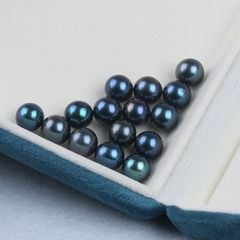 Hạt Ngọc Trai Đen Tròn Màu Tahiti 8-10mm Bóng Đẹp AAA Làm Phụ Kiện Trang Sức MADAME HIEN PEARLS HT015