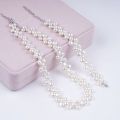 Bộ Set Ngọc Trai Gồm Vòng cổ và Vòng Tay Hạt Nụ Tự Nhiên Dây 3 Hàng Nút Cao Cấp MADAME HIEN PEARLS SCN001