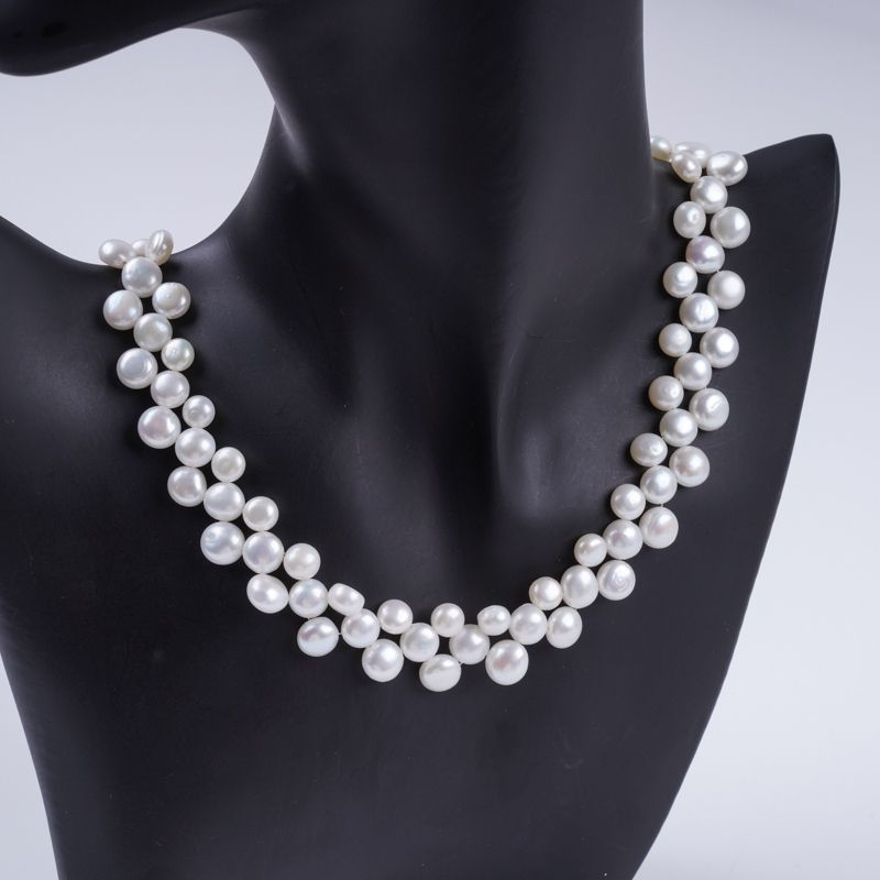Bộ Set Ngọc Trai Gồm Vòng cổ và Vòng Tay Hạt Nụ Tự Nhiên Dây 3 Hàng Nút Cao Cấp MADAME HIEN PEARLS SCN001