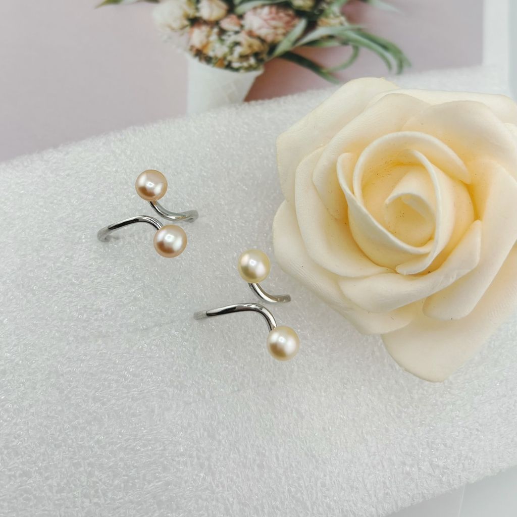 Nhẫn Ngọc Trai Tự Nhiên 2 Hạt Đối Xứng MADAME HIEN PEARLS Thời Trang Cá Tính NN067