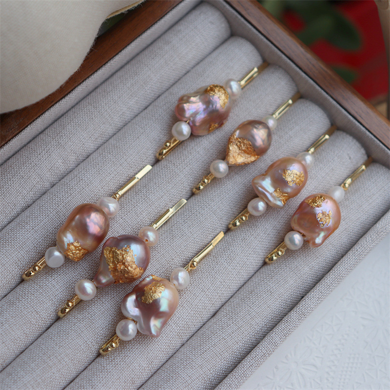 Kẹp Tóc Ngọc Trai Tự Nhiên Cuộn Thủ Công Đính Ngọc Trai Baroque Kiểu Pháp Lạ Mắt MADAME HIEN PEARLS Sang Trọng Cho Nữ PKT015