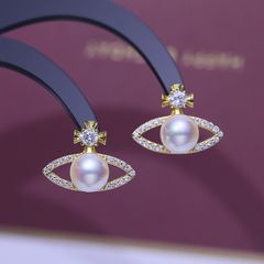 Bông Tai Bạc Ý Đính Ngọc Trai Tự Nhiên Dáng UFO Tàu Vũ Trụ Độc Đáo Phong Cách Unisex Nam Nữ BTN139