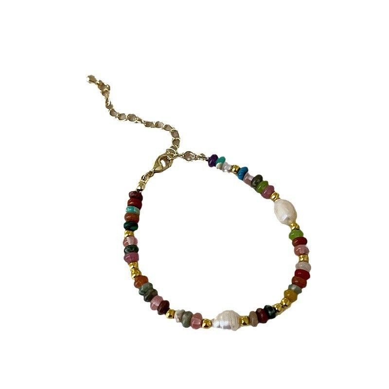 Vòng Tay Ngọc Trai Tự Nhiên Phối Đá Đa Sắc Màu Bohemian Boho MADAME HIEN PEARLS Cho Con Gái Yêu VTG023