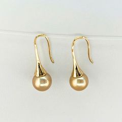 Bông Tai Ngọc Trai Vàng Khung Bạc Ý Mạ Vàng Thật 18K Móc Sừng Sang Chảnh Quý Phái MADAME HIEN PEARLS BTG061 BTT037