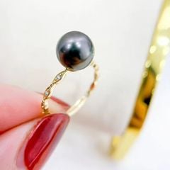 Nhẫn Ngọc Trai Tự Nhiên Hạt Đen Kiểu Dáng Tối Giản MADAME HIEN PEARLS Cho Nữ NN137
