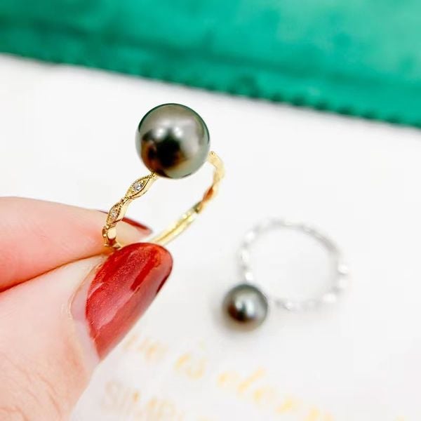 Nhẫn Ngọc Trai Tự Nhiên Hạt Đen Kiểu Dáng Tối Giản MADAME HIEN PEARLS Cho Nữ NN137