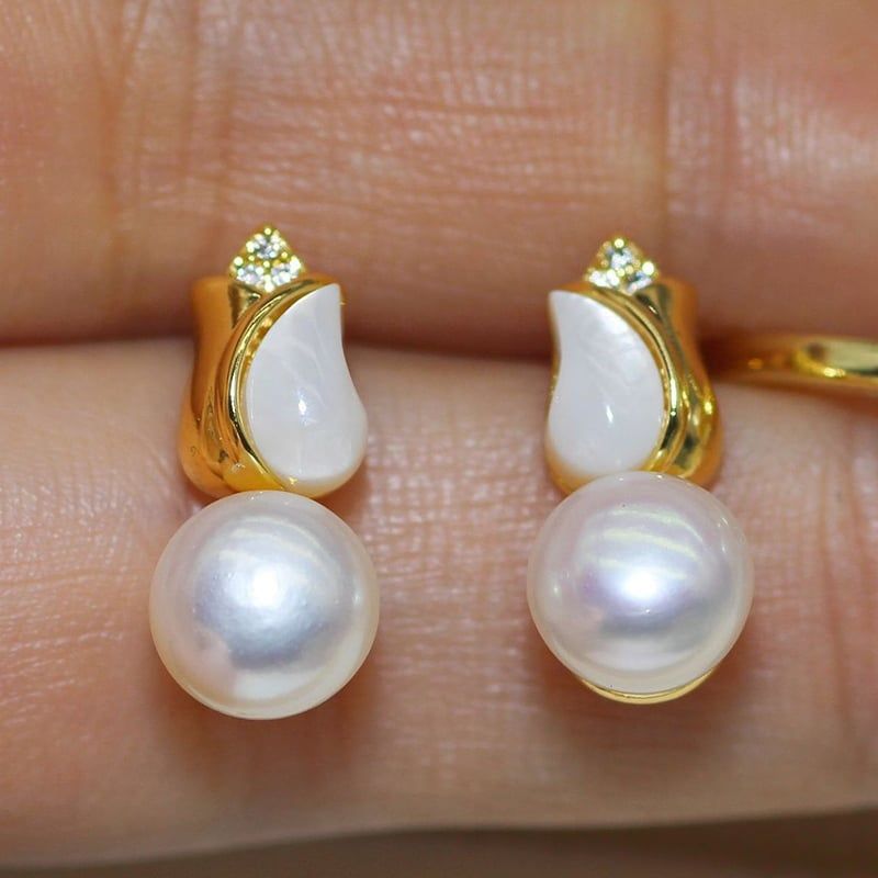 Bông Tai Ngọc Trai Tự Nhiên Kim Bạc s925 MADAME HIEN PEARLS Nụ Hoa Tulip Đáng Yêu Cho Nữ BTN124