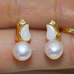 Bông Tai Ngọc Trai Tự Nhiên Kim Bạc s925 MADAME HIEN PEARLS Nụ Hoa Tulip Đáng Yêu Cho Nữ BTN124