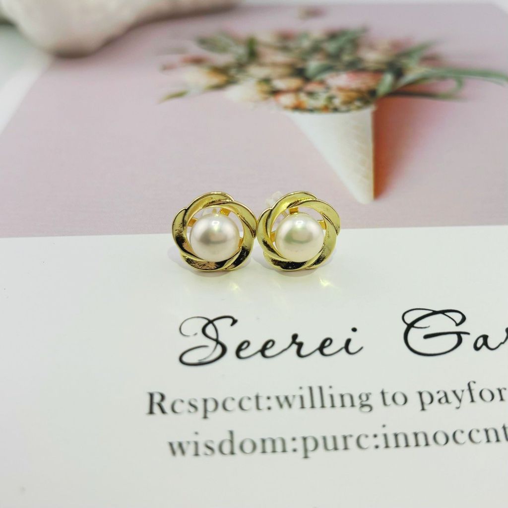 Bông Tai Ngọc Trai Tự Nhiên Kim Bạc s925 Mặt Hoa Hồng MADAME HIEN PEARLS Thời Trang Nữ BTN136