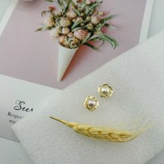 Bông Tai Ngọc Trai Tự Nhiên Kim Bạc s925 Mặt Hoa Hồng MADAME HIEN PEARLS Thời Trang Nữ BTN136