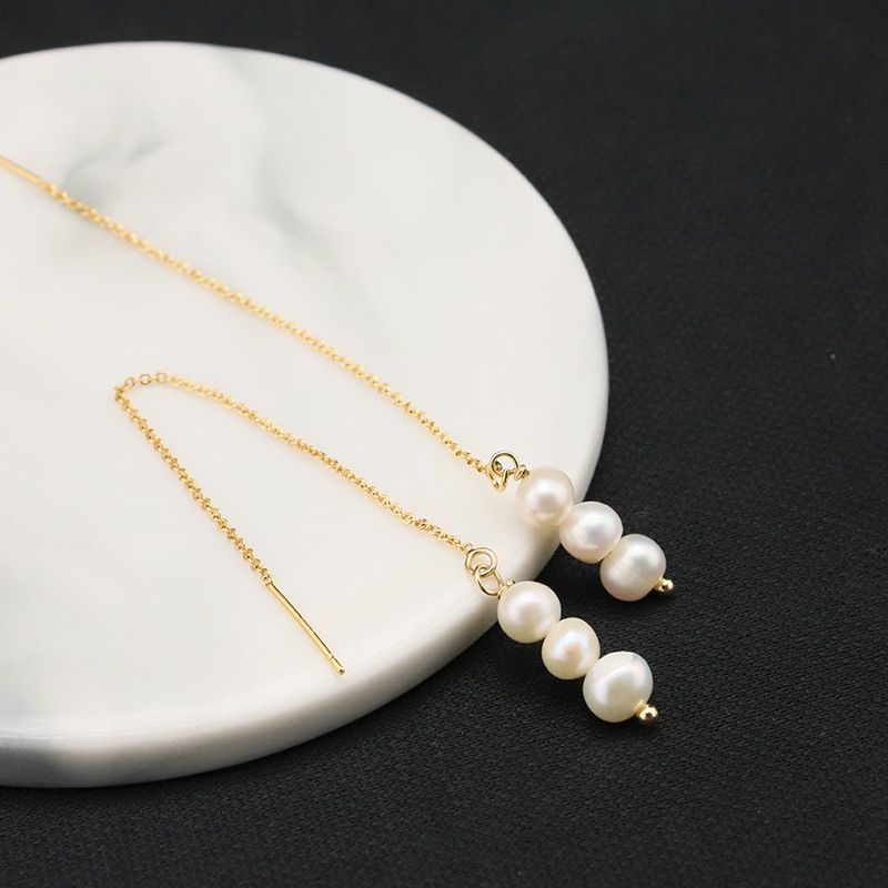 Bông Tai Ngọc Trai Tự Nhiên Tua Rua 3 Hạt Nhỏ Mini MADAME HIEN PEARLS Dễ Thương Cho Nữ BTT090