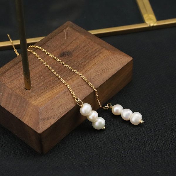 Bông Tai Ngọc Trai Tự Nhiên Tua Rua 3 Hạt Nhỏ Mini MADAME HIEN PEARLS Dễ Thương Cho Nữ BTT090