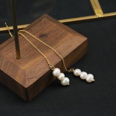 Bông Tai Ngọc Trai Tự Nhiên Tua Rua 3 Hạt Nhỏ Mini MADAME HIEN PEARLS Dễ Thương Cho Nữ BTT090