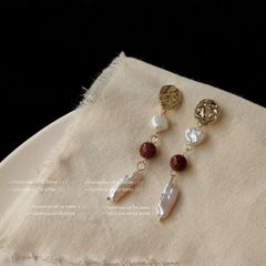 DESIGNER JEWELRY Bông Tai Tua Rua Ngọc Trai Baroque Hình Que Phối Đá Mắt Hổ Lạ Mắt Sang Trọng MADAME HIEN PEARLS Cho Nữ BTB126