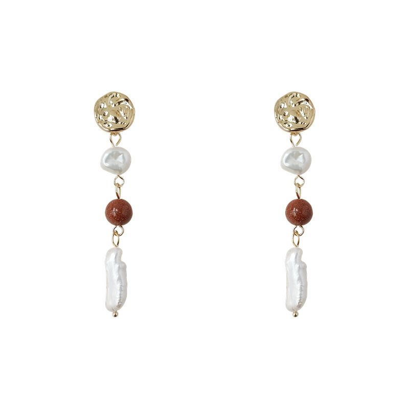 DESIGNER JEWELRY Bông Tai Tua Rua Ngọc Trai Baroque Hình Que Phối Đá Mắt Hổ Lạ Mắt Sang Trọng MADAME HIEN PEARLS Cho Nữ BTB126