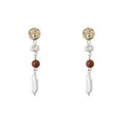 DESIGNER JEWELRY Bông Tai Tua Rua Ngọc Trai Baroque Hình Que Phối Đá Mắt Hổ Lạ Mắt Sang Trọng MADAME HIEN PEARLS Cho Nữ BTB126