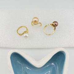 Nhẫn Bạc Mạ Vàng Đính Ngọc Trai Tự Nhiên MADAME HIEN PEARLS Phong Cách Đại Gia NT010
