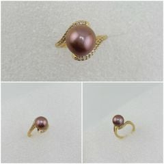 Nhẫn Bạc Mạ Vàng Đính Ngọc Trai Tự Nhiên MADAME HIEN PEARLS Phong Cách Đại Gia NT010