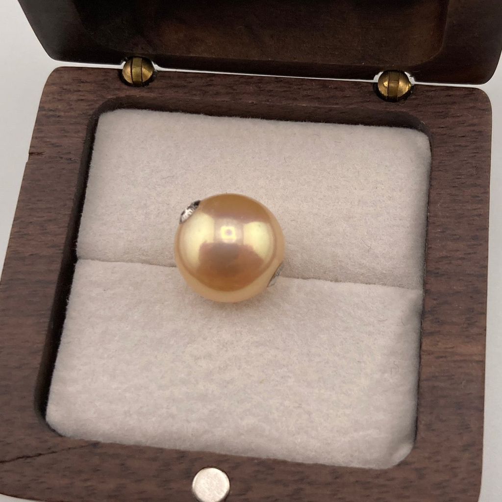 Mặt Dây Chuyền Vàng Ý (Vàng Trắng) Xuyên Tâm Đính 1 Hạt Ngọc Trai 11-12mm AAAA Tròn Hoàn Hảo VYMT001