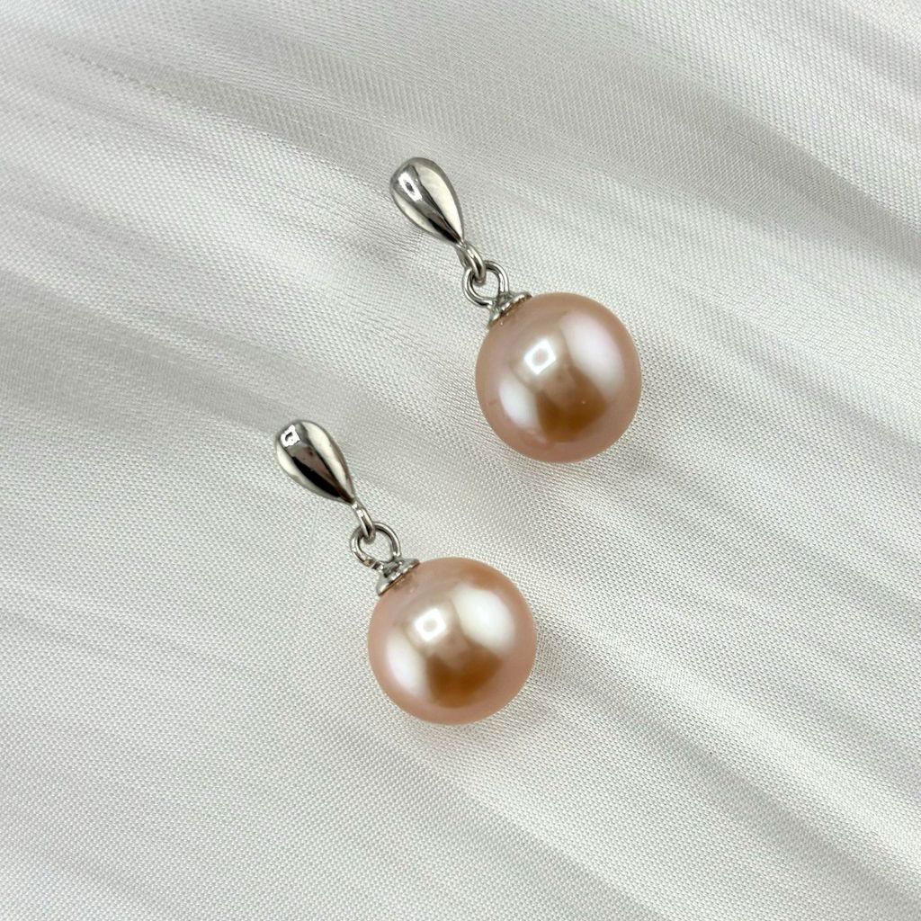 Bông Tai Bạc Ý s925 Mạ Vàng Ý Đính Ngọc Trai 10-11 mm AAAA Tối Giản Tròn Đẹp Hoàn Hảo MADAME HIEN PEARLS BMVBTT009