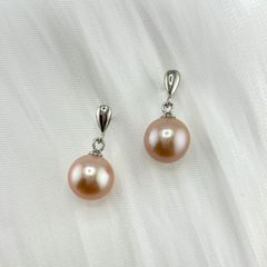 Bông Tai Bạc s925 Tua Rua Giọt Nước Nhỏ Đính Ngọc Trai 10-11 mm AAA Tối Giản Tròn Đẹp Hoàn Hảo MADAME HIEN PEARLS BTT129B