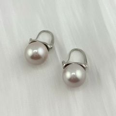 Bông Tai Bạc s925 Mạ Vàng Ý Đính Ngọc Trai 11mm Hạt Tròn Đẹp Grade AAA Mặt Khung U MADAME HIEN PEARLS BMVBTT013