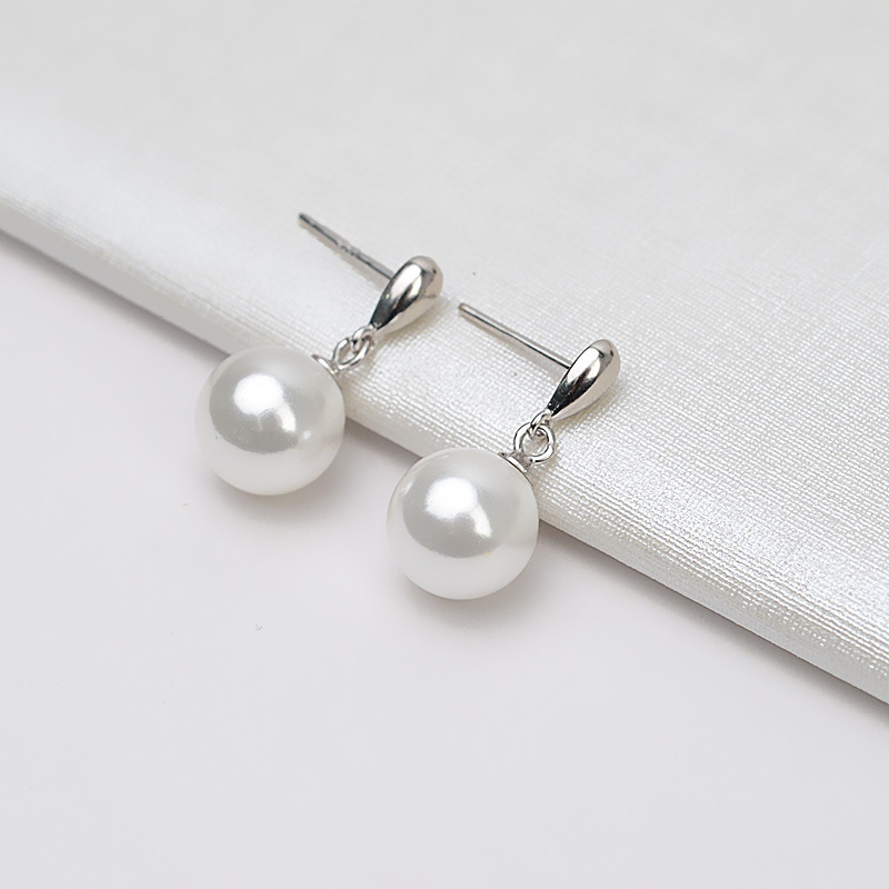 Bông Tai Bạc Ý s925 Mạ Vàng Ý Đính Ngọc Trai Trắng 8-9 mm AAAA Tối Giản Tròn Đẹp Hoàn Hảo BMVBTT009