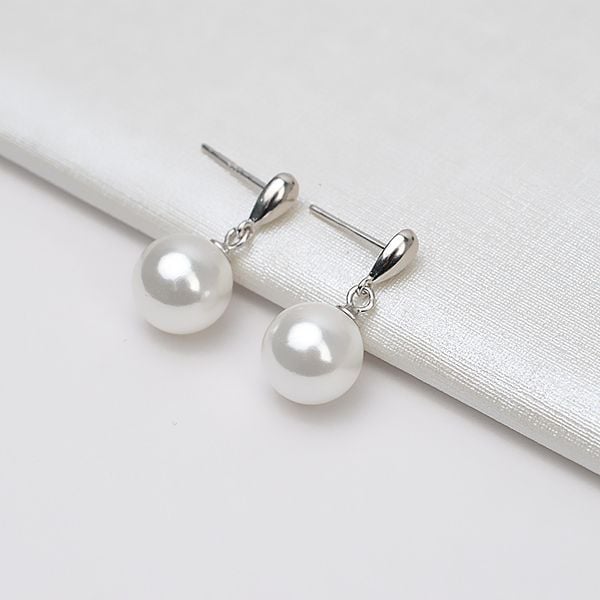 Bông Tai Bạc Ý s925 Mạ Vàng Ý Đính Ngọc Trai Trắng 8-9 mm AAAA Tối Giản Tròn Đẹp Hoàn Hảo BMVBTT009