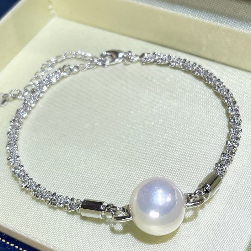 Vòng Tay Bạc Đính Viên Ngọc Trai Đá Phong Cách Cá Tính MADAME HIEN PEARLS Unisex Nam Nữ VTT072