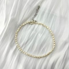 Vòng Cổ Kiềng Choker Ôm Sát Vòng Cổ Bạc s925 Hạt Gạo Nhăn Tự Nhiên Phong Cách Du Mục MADAME HIEN PEARLS CG051