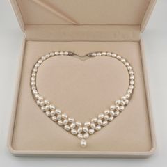 Vòng Cổ Ngọc Trai Trắng đan lớp zigzag mặt giọt nước sang trọng, quý phái CG001TR