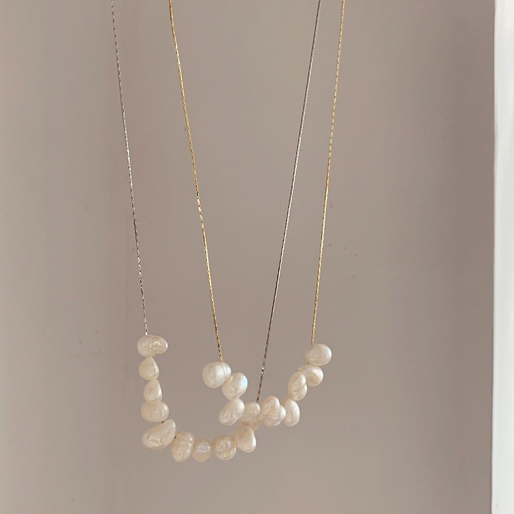 Vòng Cổ Ngọc Trai Mặt Cười Dáng Chuỗi Hạt Baroque Phong Cách Đơn Giản MADAME HIEN PEARLS MB016